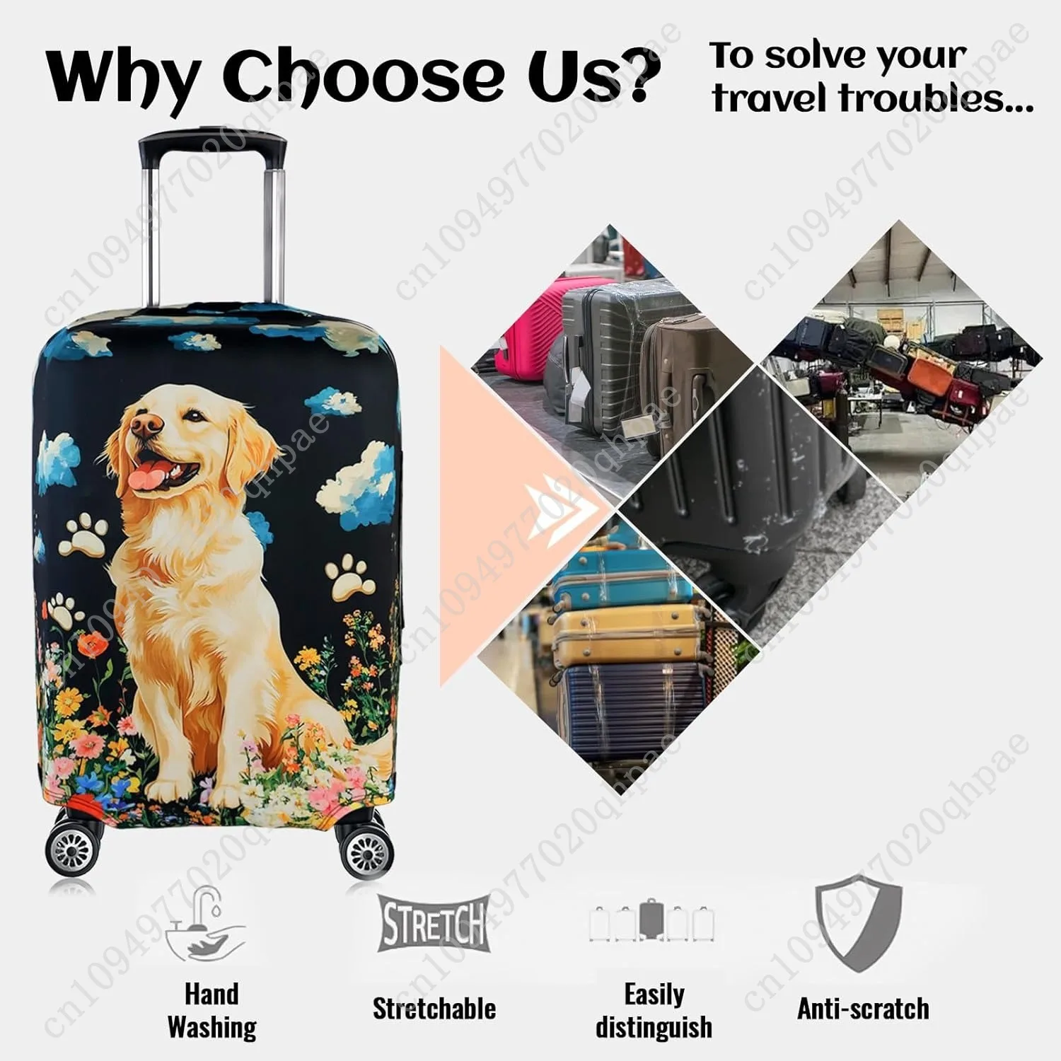 Travel Luggage Cover, Anti-Scratch Dog Suitcase Protector, Elastic Washable Suitcase Cover, Personalized Baggage Covers(style 2)