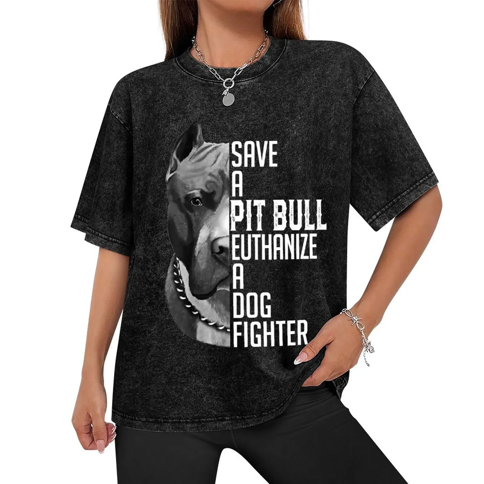 Save A Pitbull Euthanize A Dog Fighter for Women Men T-Shirt cotton graphic tees vintage anime shirt outfits for men