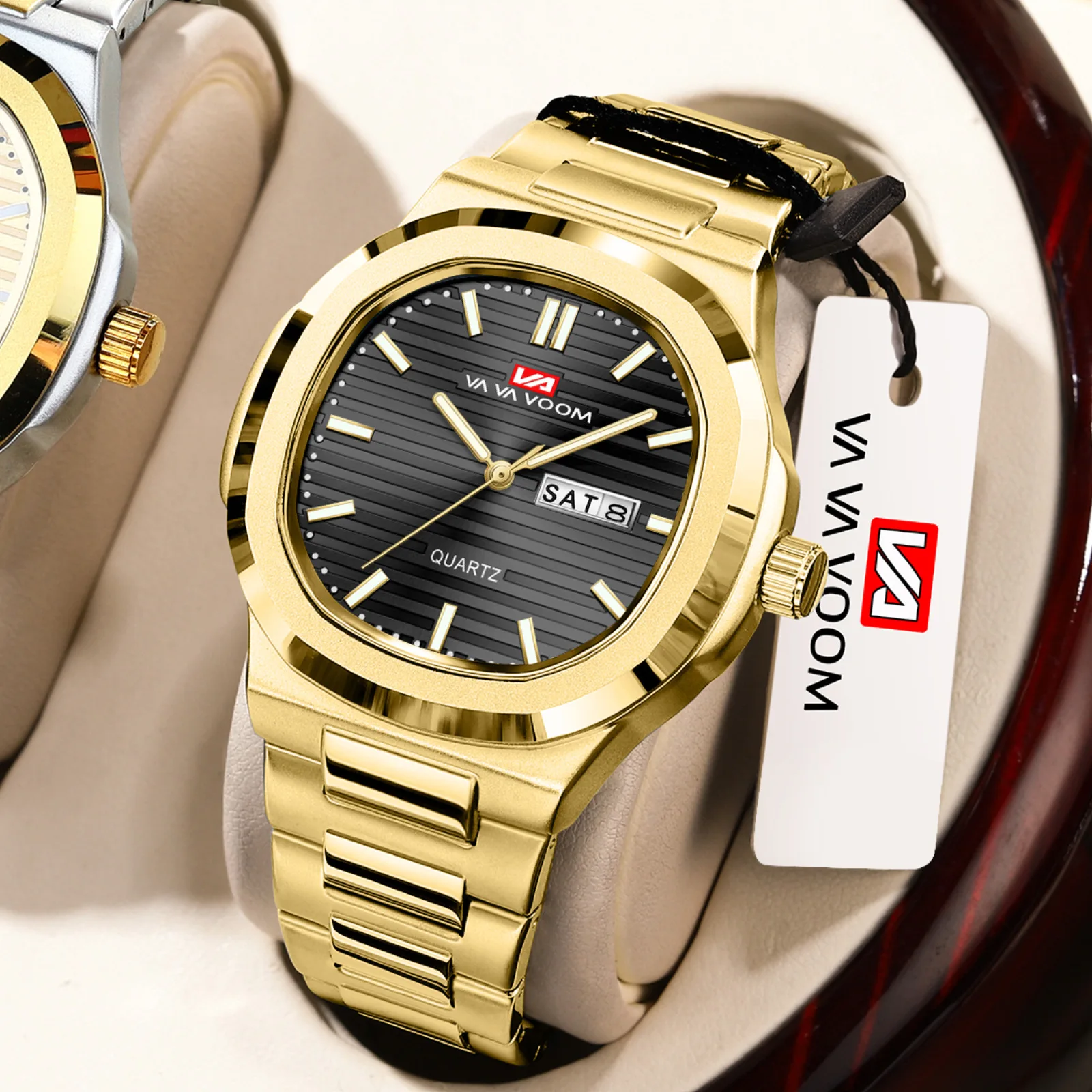 Marca superior relógio masculino luz de luxo na moda calendário negócios à prova dwaterproof água tira aço ouro masculino moda relógio quartzo relógios pulso