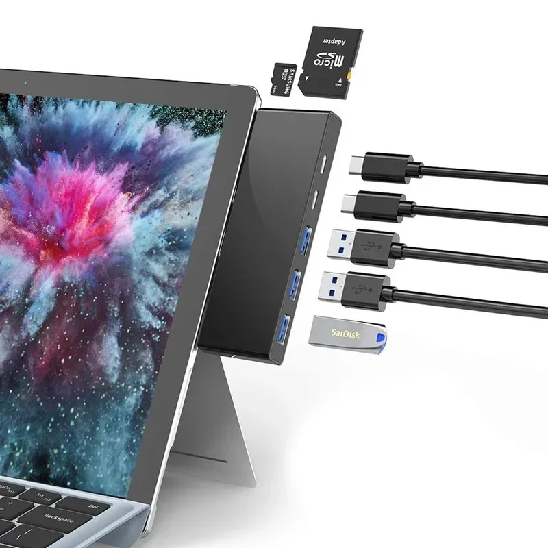 Расширительная док-станция 7 в 2 Usb3.0hub устройство для чтения Sd/tf-карт Подходит для адаптеров планшетов Surface Pro7