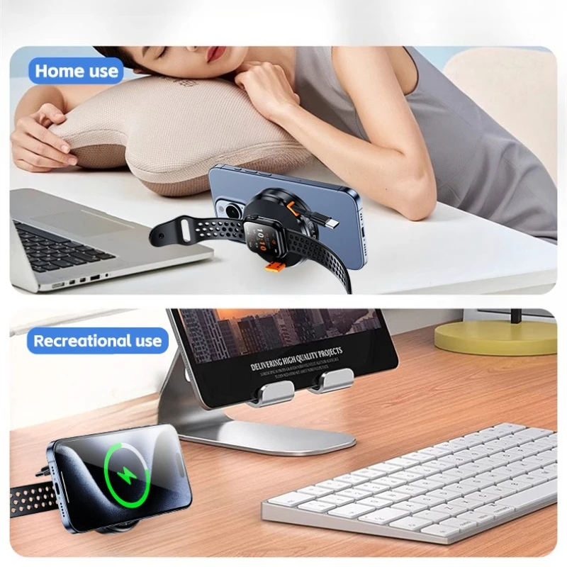 Magnetic 2 in 1 Wireless Charger Built in Cable for Magsafe iPhone 17 16 15 14 13 12 Apple Watch 11-2 Airpods Pro Fast Charging view 6