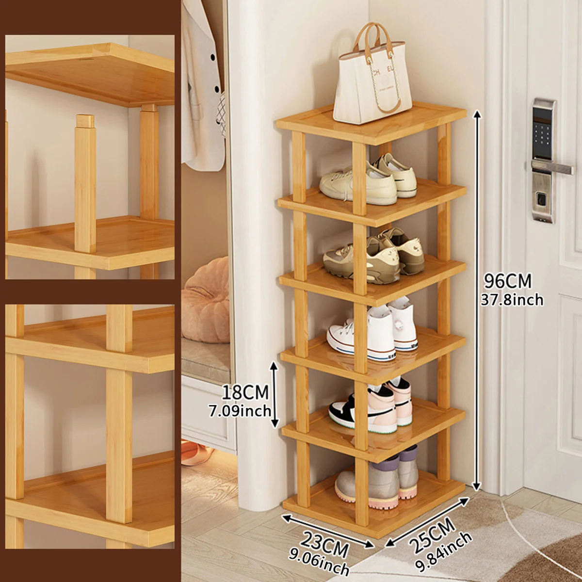 Multifunctional 6 Layer Bamboo Shoe Storage Rack