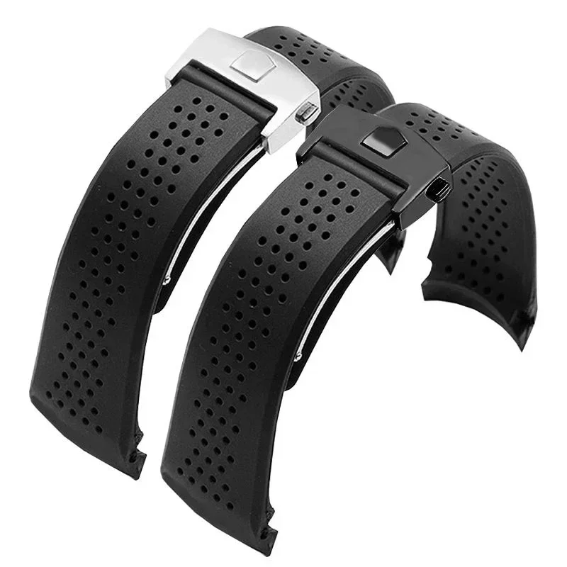 22mm 24mm cinturino per orologio per TAG HEUER GRAND CARRERA AQUARACER cinturino in silicone morbido cinturino da uomo cinturino in gomma catena