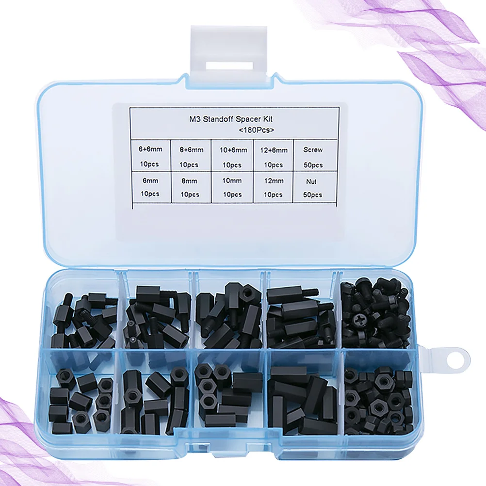 

180pcs Plastic Spacer Nylon Standoff Thread Motherboard Mounting Hardware Prototyping Accessories Repair Tool