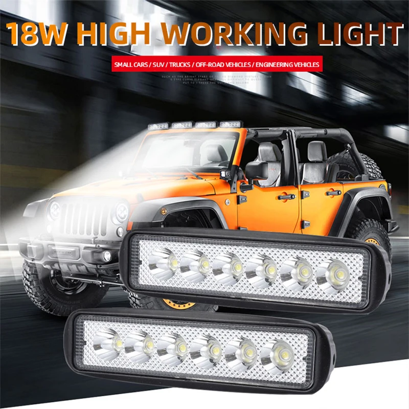 1/2pcs Car Work Light Spotlight Strip Shape Light Bar Plastic Spot White Offroad Automobile Truck Driving 12V Fog Headlights