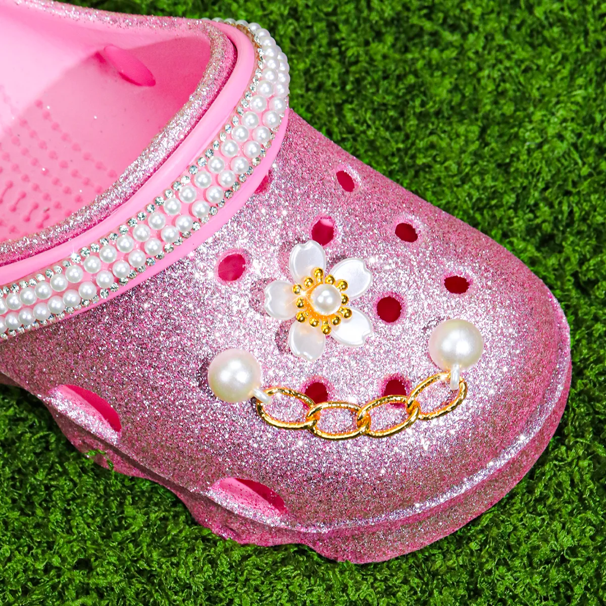 Kids' Glitter Clog, Lightweight EVA Garden shoes, Waterproof non-slip Sandals, Comfortable Slip-On Shoes for Indoor Outdoor 1214