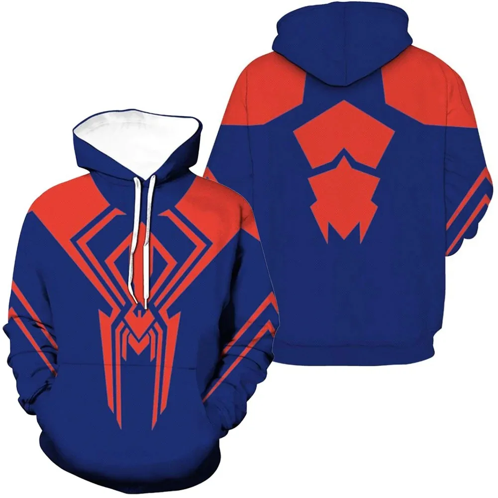 Spider Man 2099 Bluza z kapturem Miguel O\'Hara Anime Druk 3D Cosplay Sweter z zamkiem błyskawicznym Casual Outer Cartoon Odzież męska Sweter Top