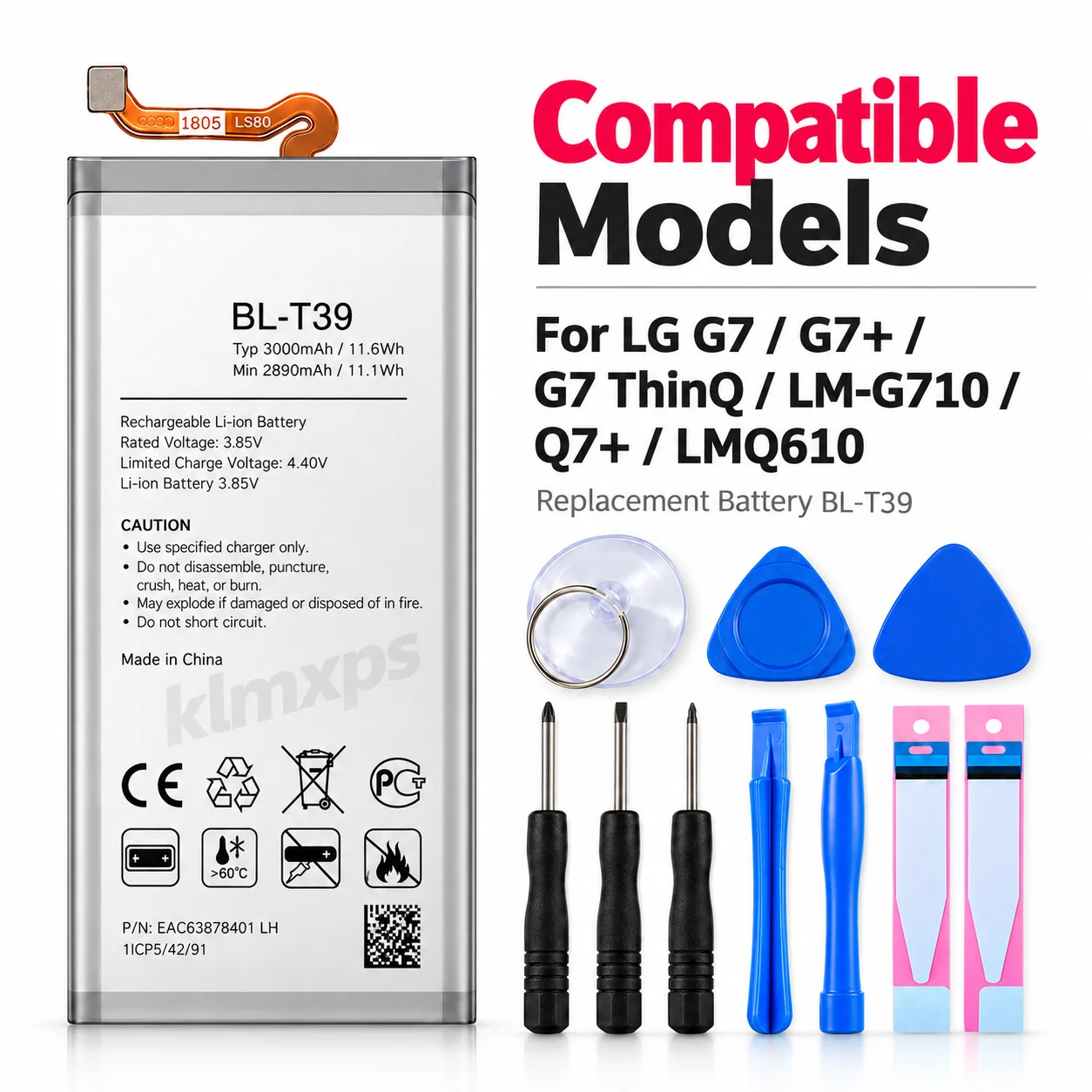 Premium Replacement Battery BL-T39 3000mAh For LG G7 ThinQ G7+ Q7 LM-G710 BLT39 Phone Repair Battery With Free Tool Kit view 2