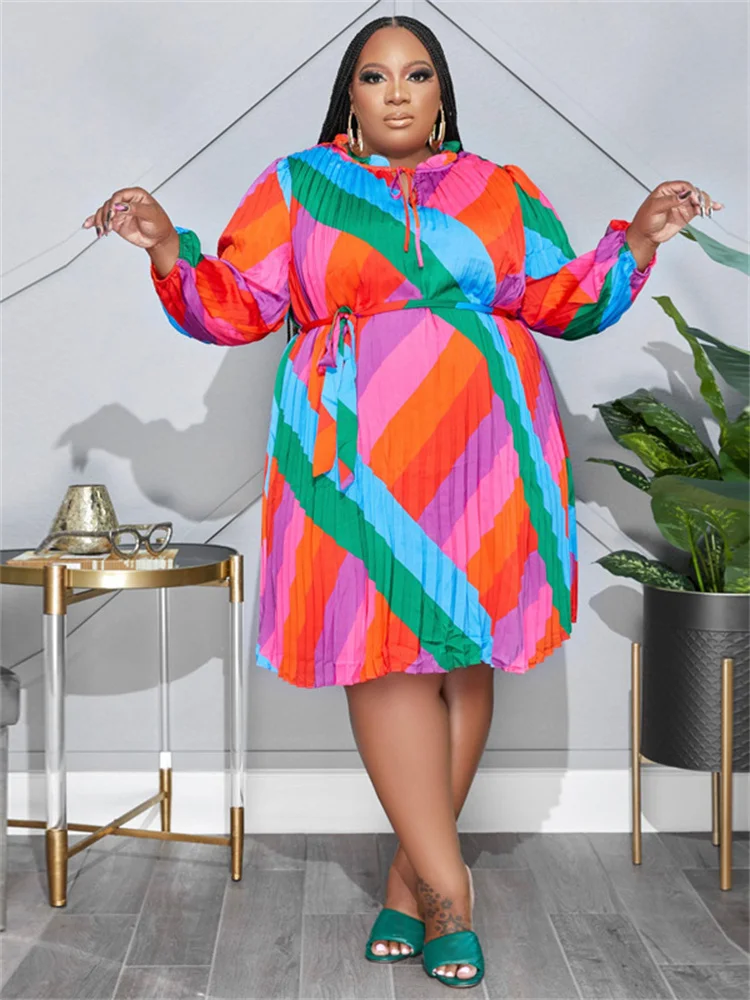 Wmstar Plus Size Dresses for Women Long Sleeve Printed Loose Bandage Africa Maxi Dress New Fall Clothes Wholesale Dropshipping