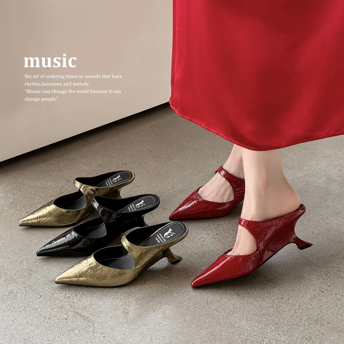 2026 new summer women sandals natural leather 22-25cm cowhide+sheepskin pointed toe high heel mules strap women slippers fashion