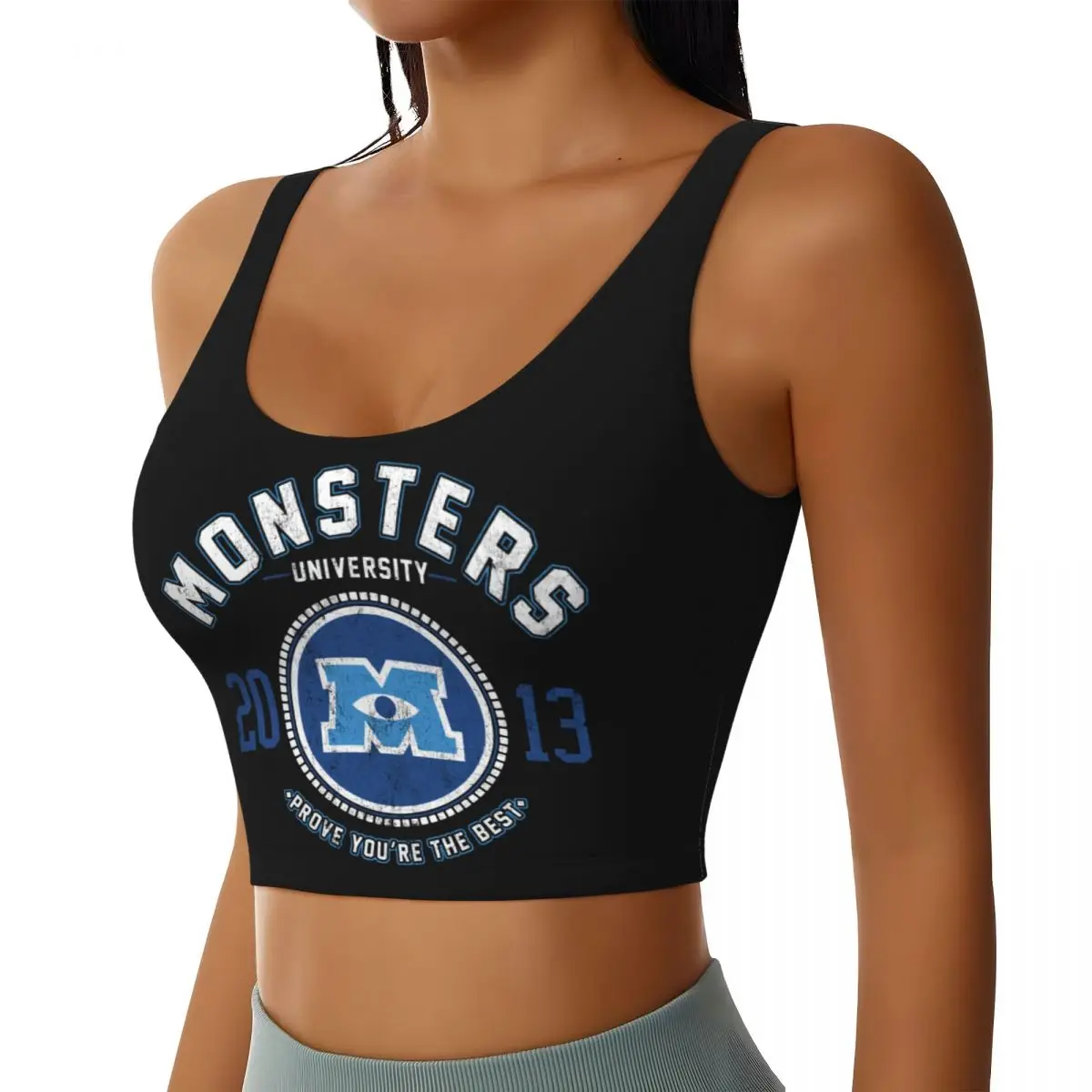 Custom Women's Monsters University Anime Sports Bra High Impact Gym Workout Running Crop Tank Tops