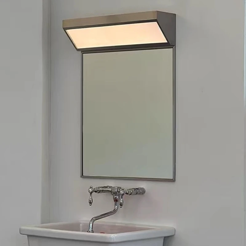 

Medieval retro Internet celebrity modern stainless steel bathroom bathroom square mirror headlight