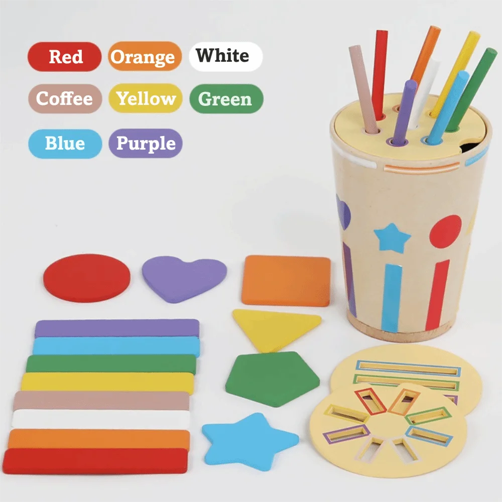 Organizador de aprendizagem de cores e formas, classificação de cores, brinquedos educativos de madeira, jogo suave, brinquedos sensoriais de correspondência