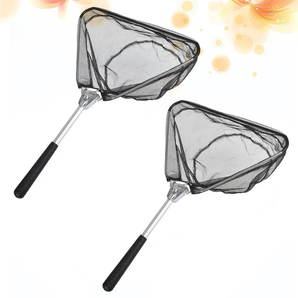 

2Pcs Mini Aluminum Alloy Foldable Fishing Landing Net Collapsible Fish Catching Net Quick Folding Compact Fishing Tool for River