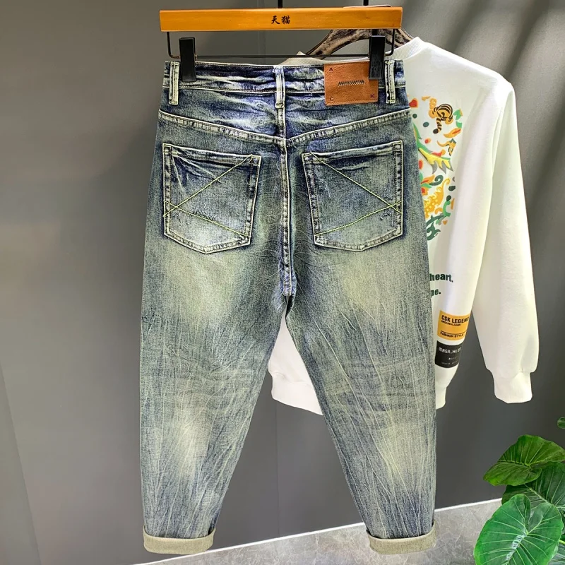 

Men's High Street Retro Blue Nostalgic Jeans 2024 New Fashion Loose Harem Wide-Leg Pants Trendy All-Match Large Size Pants