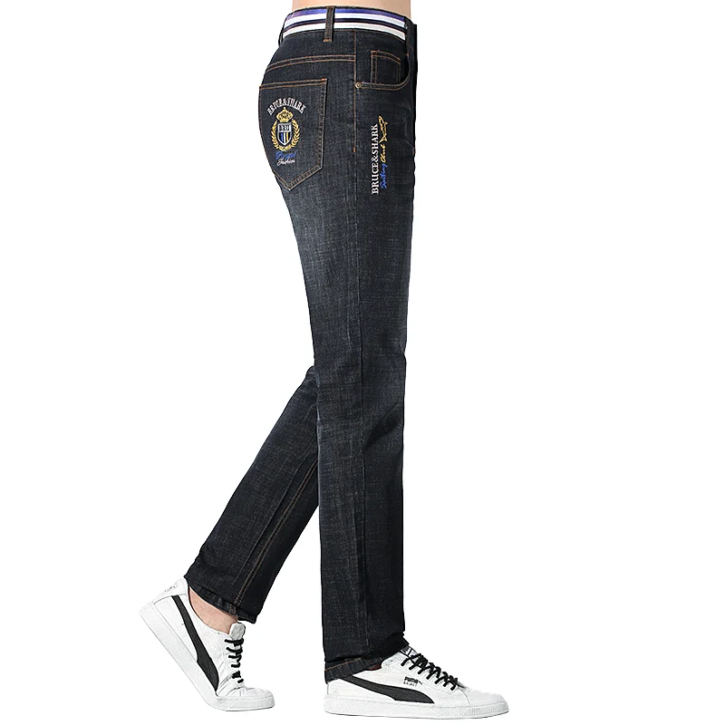 New Summer Men's jeans thin Stretching Cotton Loose Straight Casual Fashion big boy Jeans men luxury brand Bruce&Shark pants