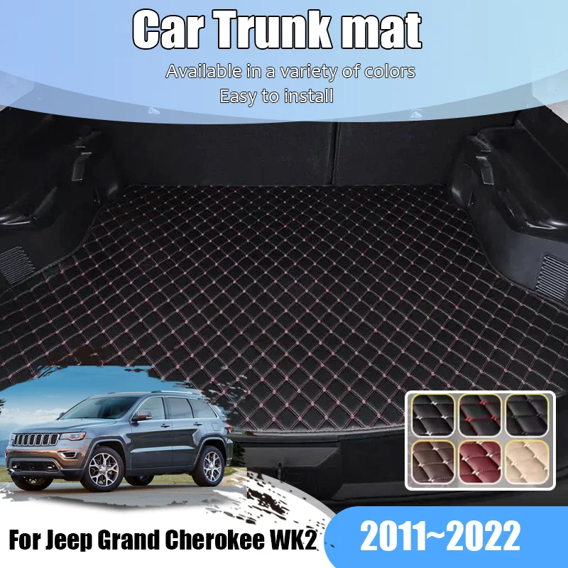 Car Trunk Mat For Jeep Grand Cherokee WK2 2011~2022 Cargo Tray Storage Pad Leather Cushion Waterproof Carpet Auto Accessories