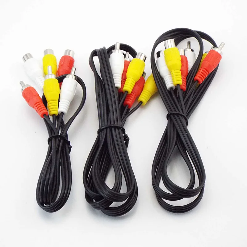 1M/1.5M/3Meter 5m 3 RCA Male to 3 RCA Male female connector Composite Audio Video AV extension Cable Plug Cables q1