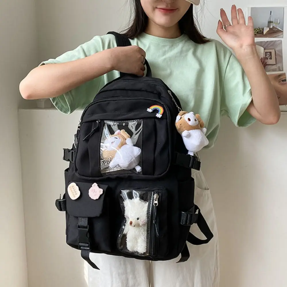 Waterproof Book Bag Multi-Pocket Nylon Large Capacity School Bag Student Laptop Backbag Teenage Cute Women Backpacks Kawaii