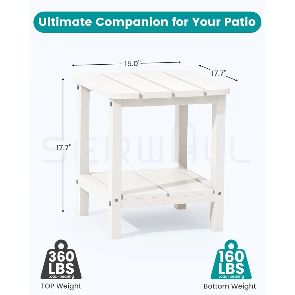 طقم طاولة جانبية مزدوجة من آديرونداك مكون من 2، طاولة جانبية - أبيض #3