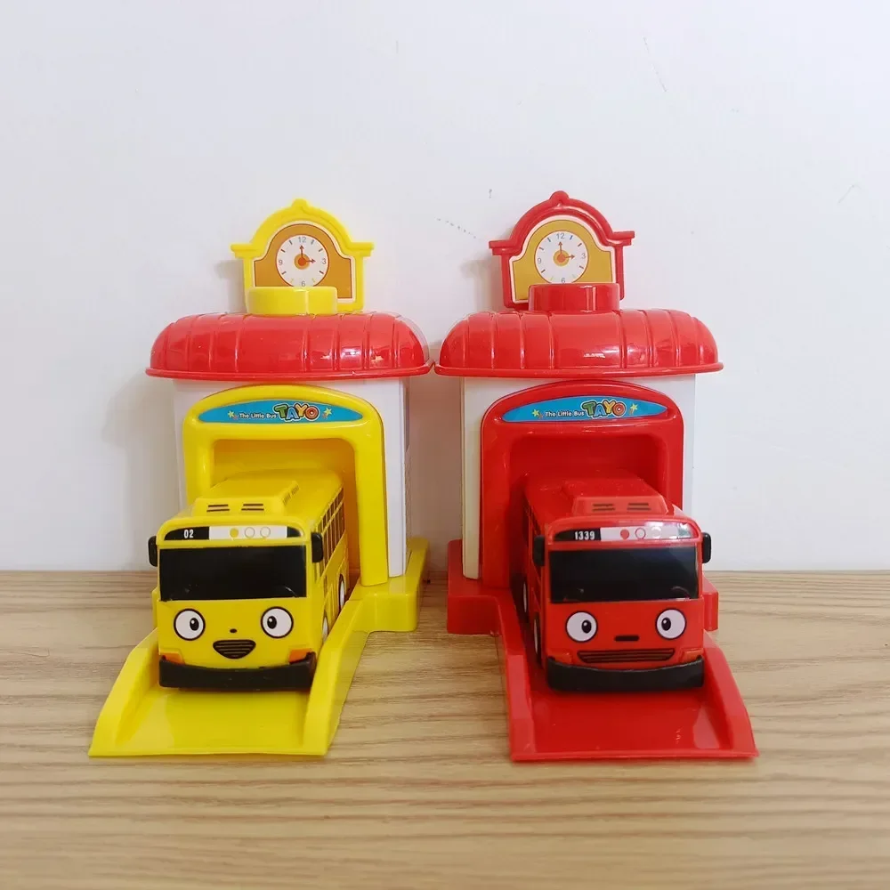 4 ชิ้น/เซ็ตเด็ก Miniature รถบัสเด็ก oyuncak โรงรถ tayo little รถบัสสถานี Ejection impact รถ catapult รถของเล่นของขวัญ