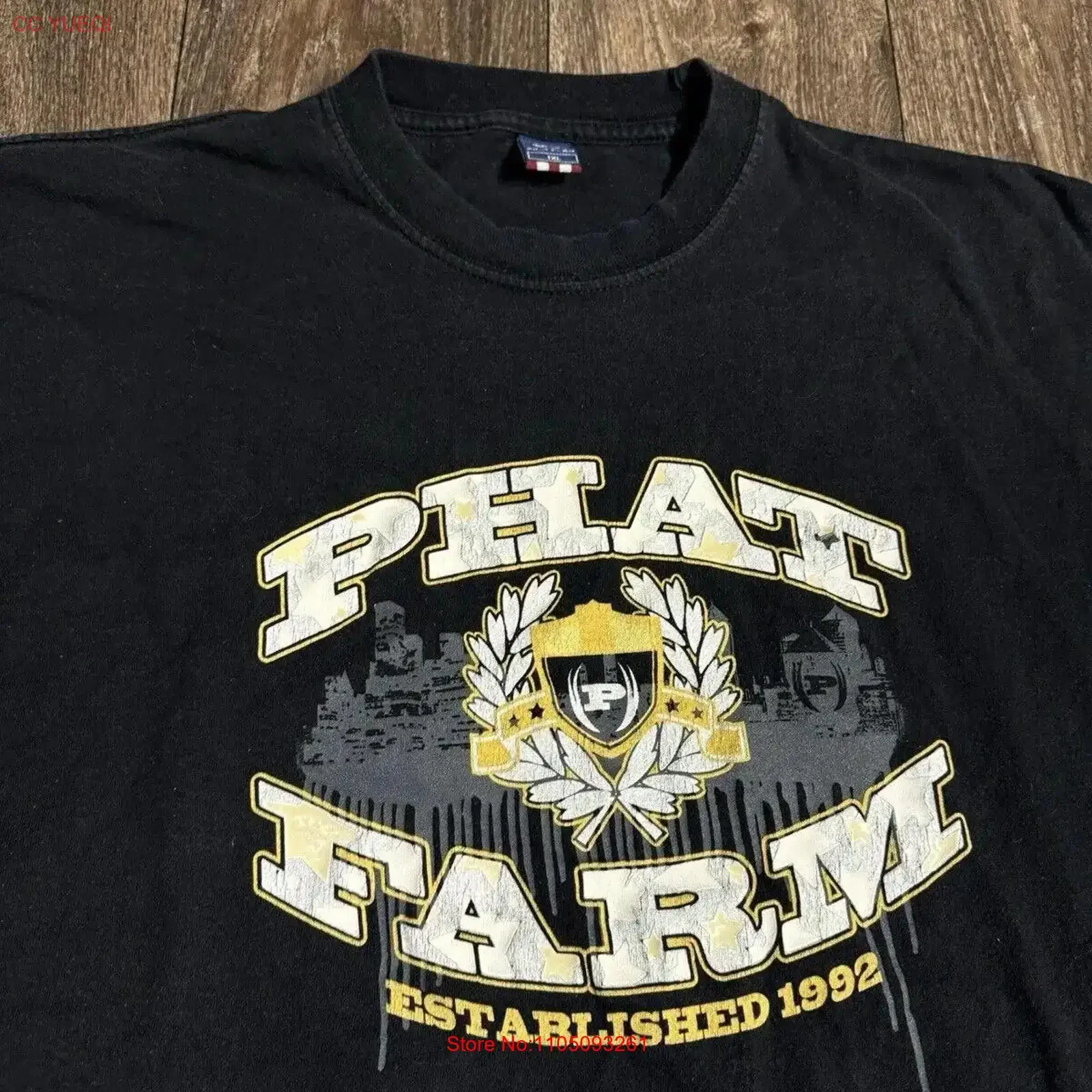 Винтажная черная футболка Y2K Phat Farm в стиле хип-хоп 2000-х годов, городская уличная одежда, черная футболка XL, винтажная, универсальная, с рисунком, мягкая, унисекс