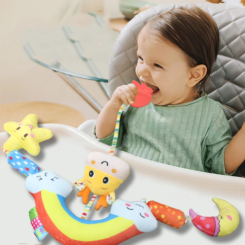 Carrinho de vento para bebês, acessório de suspensão, chocalho, brinquedo, sino de cama, assento de segurança, acessórios de suspensão para bebês de 0 a 1 ano de idade