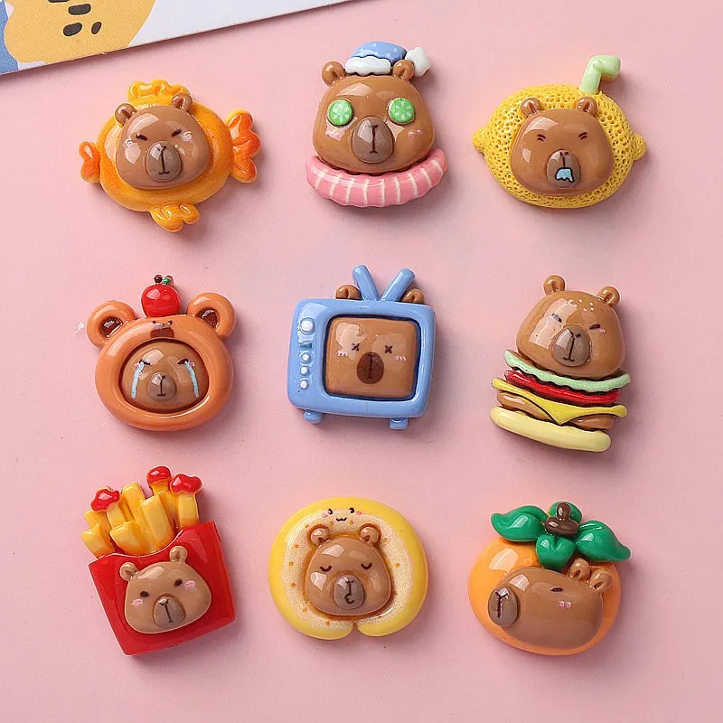 100pcs Kawaii Resin Flatback Cartoon Animal Charms for DIY Phone Case Hairpin Keychain Earrings Scrapbook