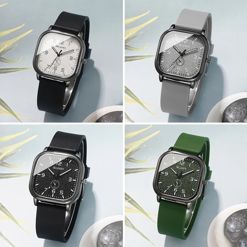 Fashion Square Women's Watch Casual Silicone Strap Quartz Watches Sports Wristwatch For Men Women Students