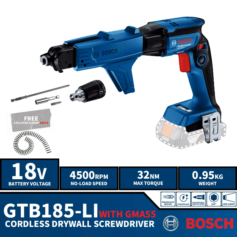 BOSCH GTB 185-LI With GMA55 Brushless Cordless Drywall Screwdrlver Staple Guns 18V Lithium Power Tools