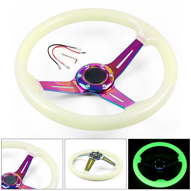 Sports Steering Wheel 345Mm Luminous Racing Steering Wheel Acrylic Ordinary Racing Wheel