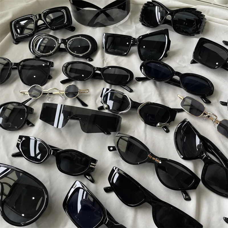 Die umfassendste schwarze Sonnenbrillenkollektion Y2K/Sonnenschutz/Sonnenbrille mit großem Rahmen, Katzenaugen-Sonnenschutzbrille – Detail 5