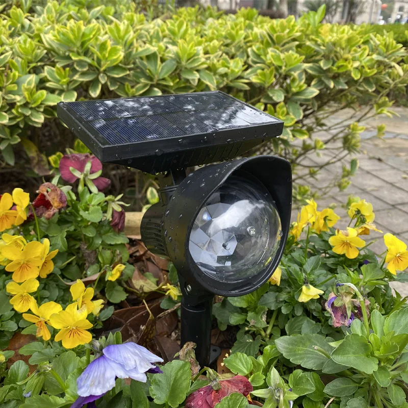 Outdoor Waterproof Colorful Rotating Solar Projection Light Control Induction Solar Lawn Light Plug-in Solar Landscape Light