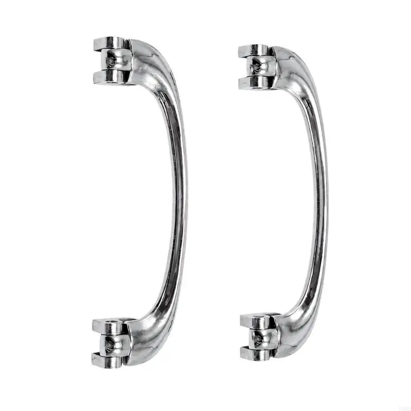D5BE Metal Vehicle Interior Door Pull Handle Set for LWH106 650306, 2 Curved Replacement Handles with Bright Finish, Included