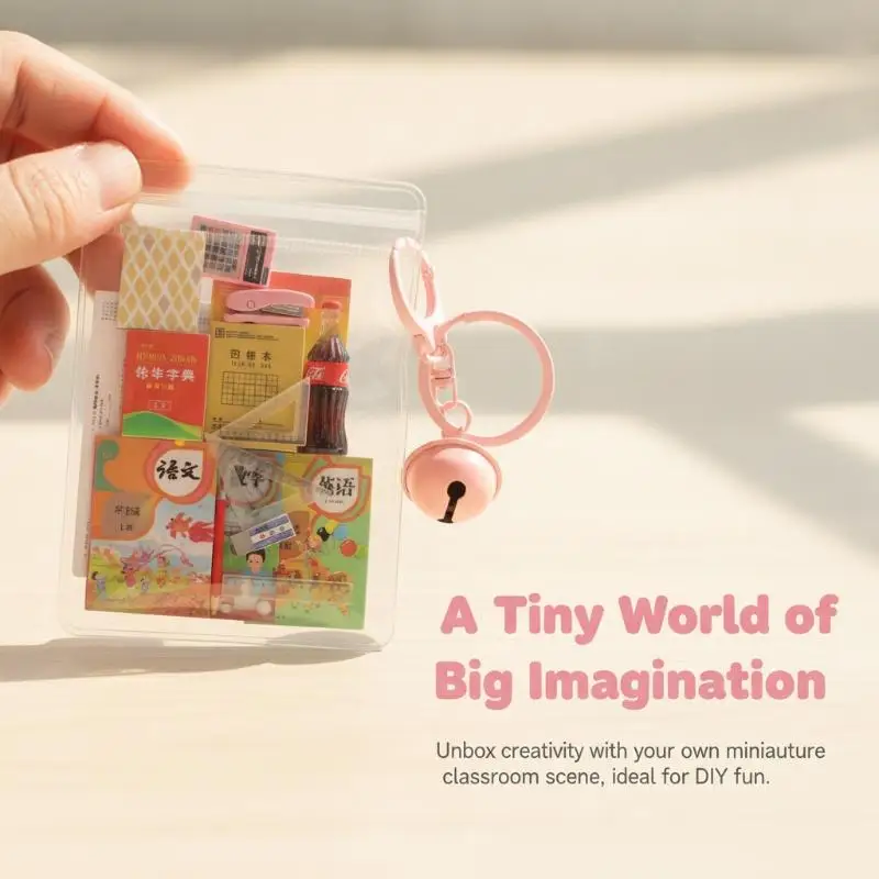 New！Miniature Dollhouse Books Stationery Set For Children Model For Doll Accessories Mini Simulation Keychain Bag Charm