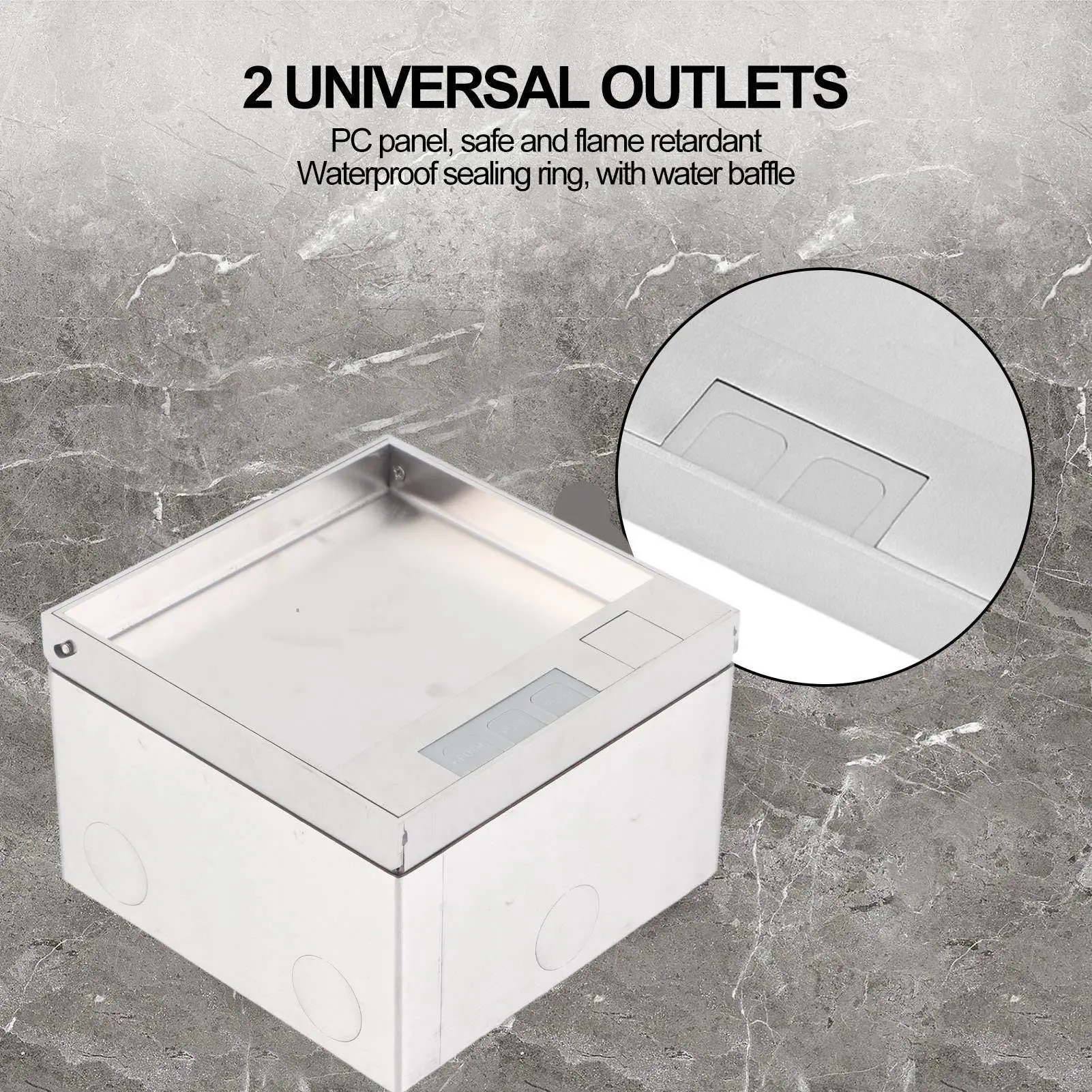 

Встраиваемая напольная розетка, водонепроницаемая, из нержавеющей стали, плоская, комплект 4 кВт 13А с 2 розетками на 3 контакта для мрамора, тип 45