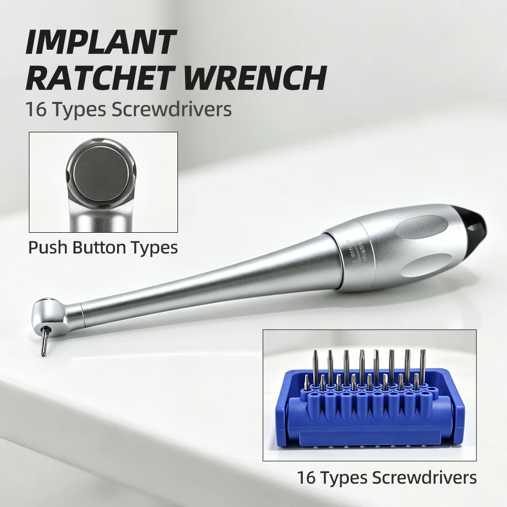 16-teiliges Universelles Dental-Implantat-Drehmomentschraubendreher-Set Handstück-Reparaturwerkzeuge Schraubenschlüssel für Zahnimplantat-Chirurgie
