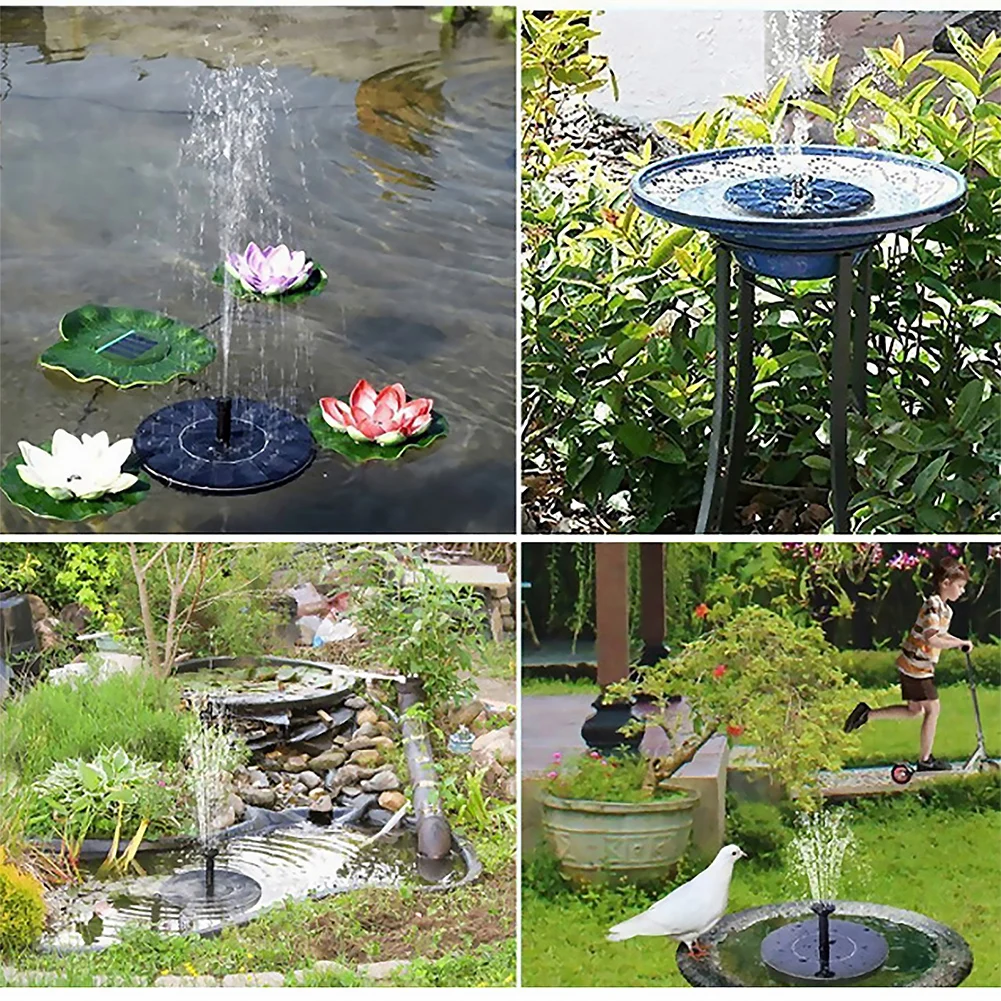 1W Free Standing Floating Birdbath Water Pumps Lift 35-50CM Solar Floating Water Fountain Pump for Garden Ponds Pool Fish Tank