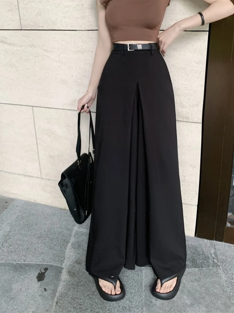 Long Loose High Waisted Casual Pants For Women Summer 2024 New Korean Version Wide Leg Suit Pants