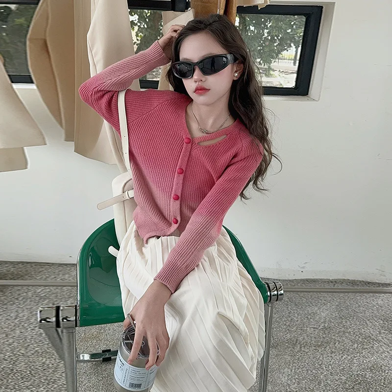 Girls' autumn clothing gradual change sweater Long Skirt Set 2025 new Korean girls fashionable personality dress two-piece set