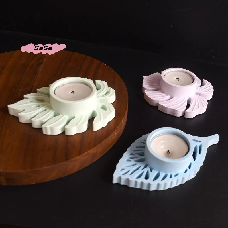 

DIY Handmade Leaves Candlestick Silicone Mold for Tealight Candle Holder Plaster Concrete Resin Craft Casting Molds