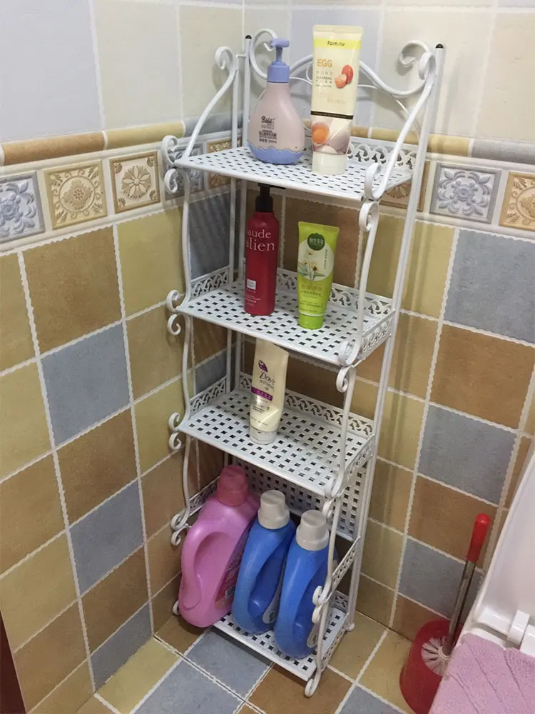 Bathroom rack Floor-to-ceiling toilet Toilet Wrought iron multi-layer shelf Bedroom Kitchen Balcony Storage rack