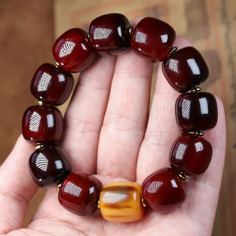 Blood mountain barrel , authentic men's , gold tortoise shell Buddha bead bracelet, collecti