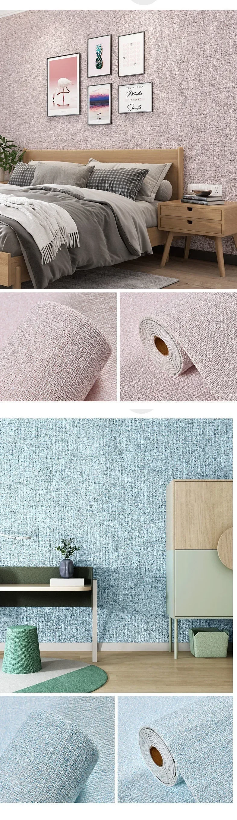 Leinen 3D Schaum Selbstklebende PVC Einfarbig Verdickte Wasserdichte Hintergrund Wand Renovierung Tapete Wand Aufkleber Wohnkultur – Detail 7