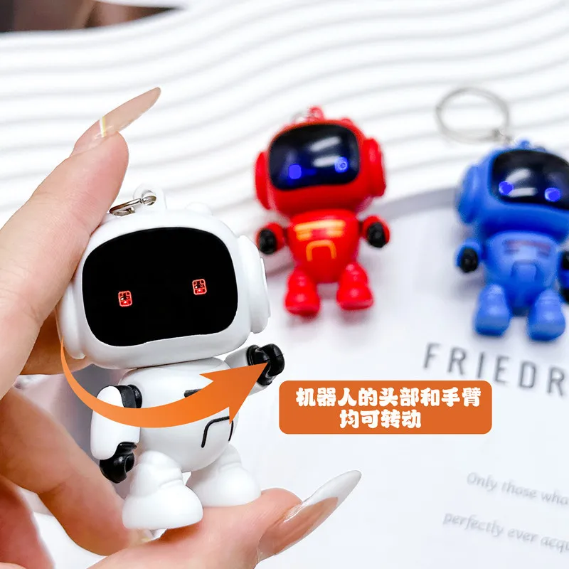 robot keychain Mini Robot Keychain Punk Style Bronze Color Box Shaped People Waist Hanging Key Ring Backpack Decration