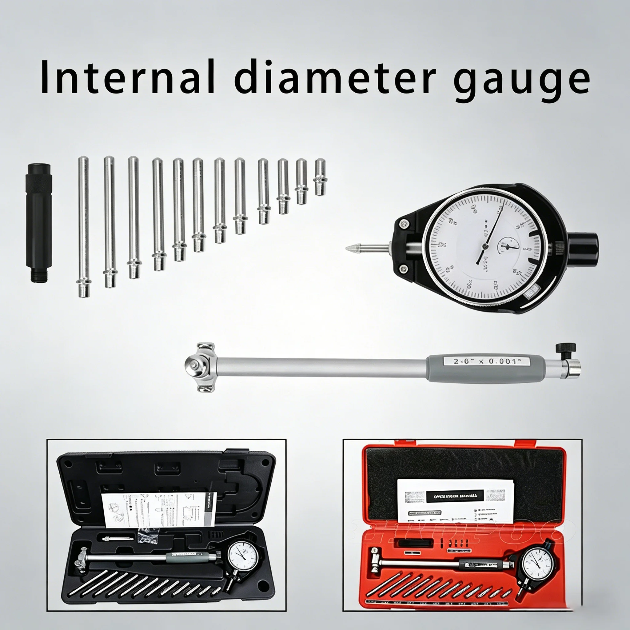 

2" - 6" 0.001" Deep Engine Hole Measurement 50-160mm 0.01mm Dial Bore Indicator Gauge Inner diameter gauge