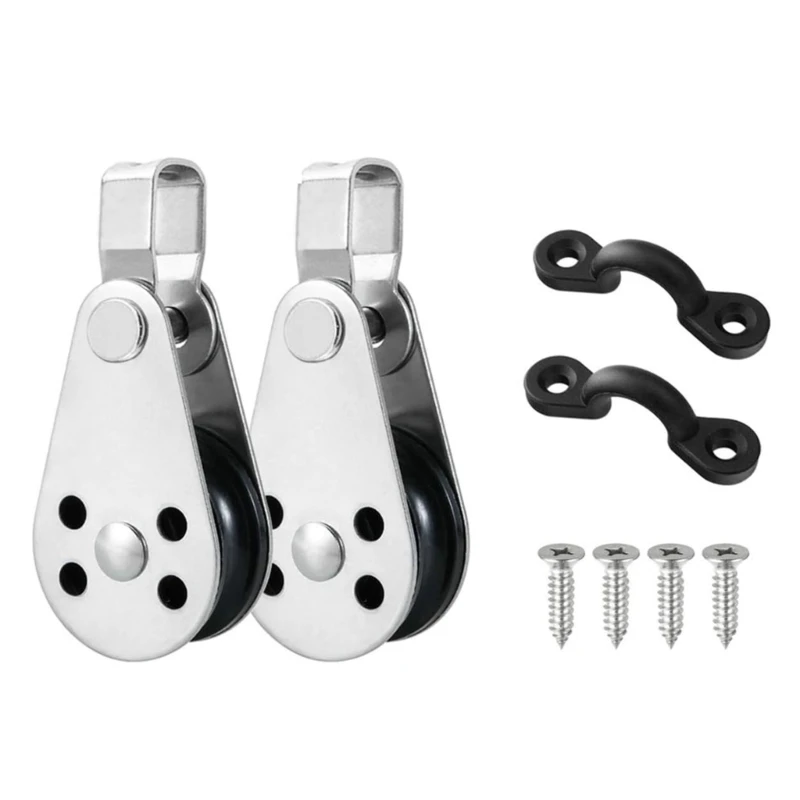 

Kayak Canoes Anchors Trolley Kits Pulley Wheel Small Pulley Block with Nylon Pad Eye & Screws Easy to Installation X5QF