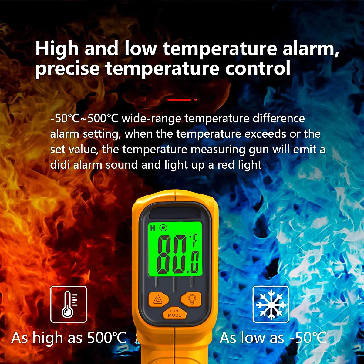 ميزان الحرارة بالأشعة تحت الحمراء عدم الاتصال ميزان حرارة الطعام بندقية ميزان الحرارة المنزلية الرقمية لأدوات الطبخ المطبخ 530 ℃ #2