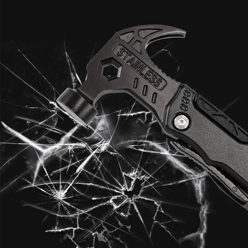 Outdoor Multi-functional Claw Hammer Vehicle Safety Folding Broken Window Escape Hammer Woodworking Hammer Camping Tool