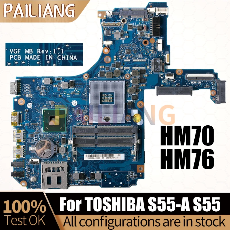 

For TOSHIBA S55-A S55 Laptop Mainboard VGF H000055990 SJTNV HM70 SLJ8E HM76 Notebook Motherboard Full Test